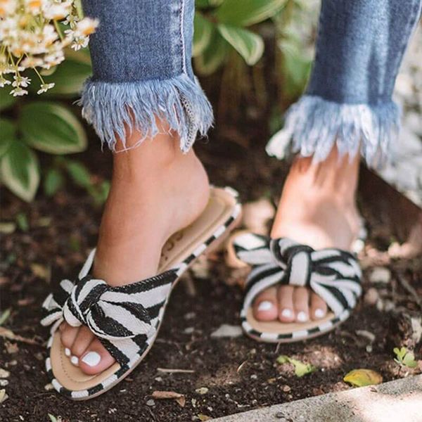 

women's bow slippers 2020 fashion sweet sandals outdoor slippers dropshipping, Black