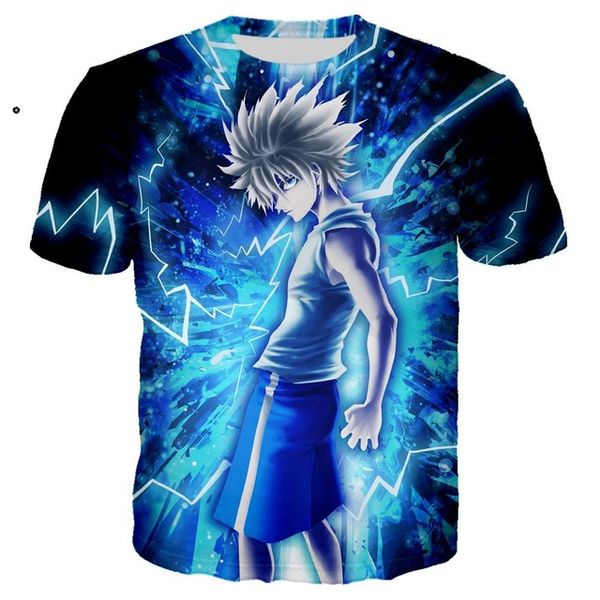 

anime killua hard rock hunter x hunter man 3d print shirts horror humor harajuku men clothing