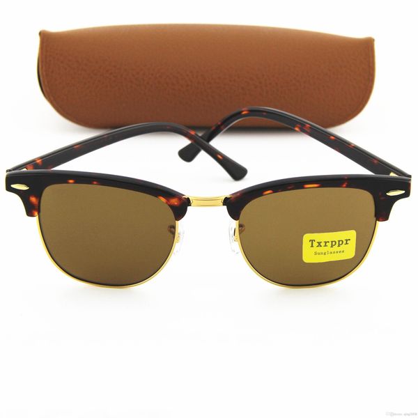 

new brand designer sunglasses tortoise gold frame brown 51mm plank vintage women men sun glasses eyewear with box, White;black