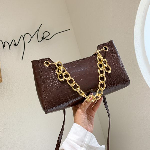 

летняя новый стиль крокодил картины ретро плеча сумка женский французский посланник ниша моды багет мешок портативный подмышек