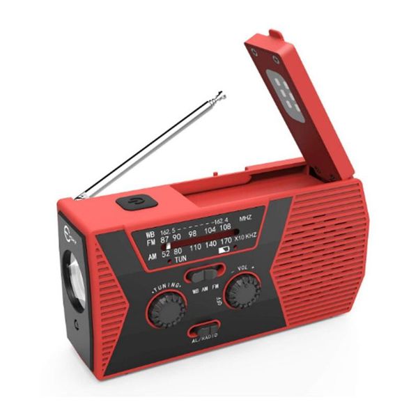 

solar power hand-cranked multifunctional manual radio solar charging radio reading light with usb plastic battery