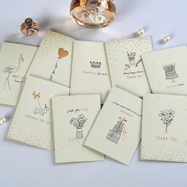 

1set mini greeting card retro stamping simple blessing birthday thank you card