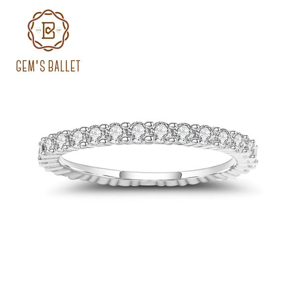 

gem's ballet women's wedding ring 925 sterling silver wedding band eternity moissanite ring fine jewelry0.87ct 2mm ef color t20090, Slivery;golden