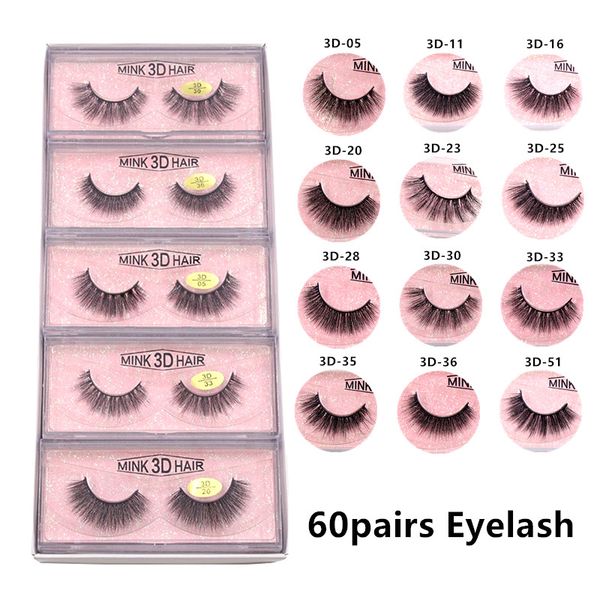 

12styles 3d mink false eyelash natural long makeup lash extension in bulk with pink background dhl free