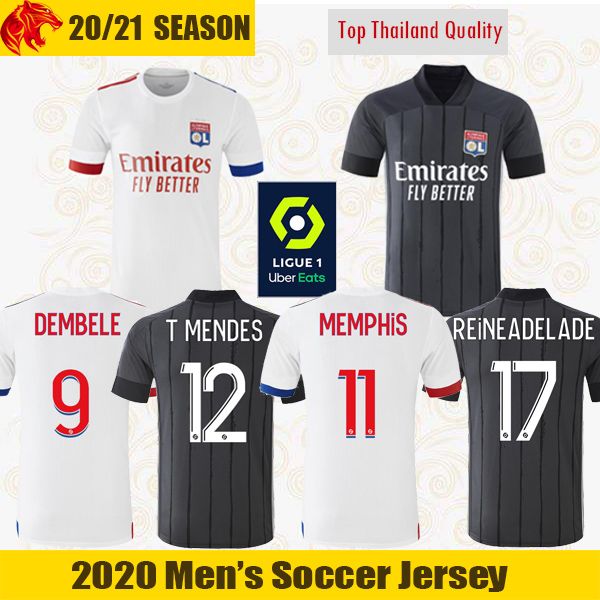 

20 21 lyon soccer jerseys dembele 2020 2021 olympique lyonnais reine-adelaide memphis football shirt traore aouar ol maillot, Black;yellow