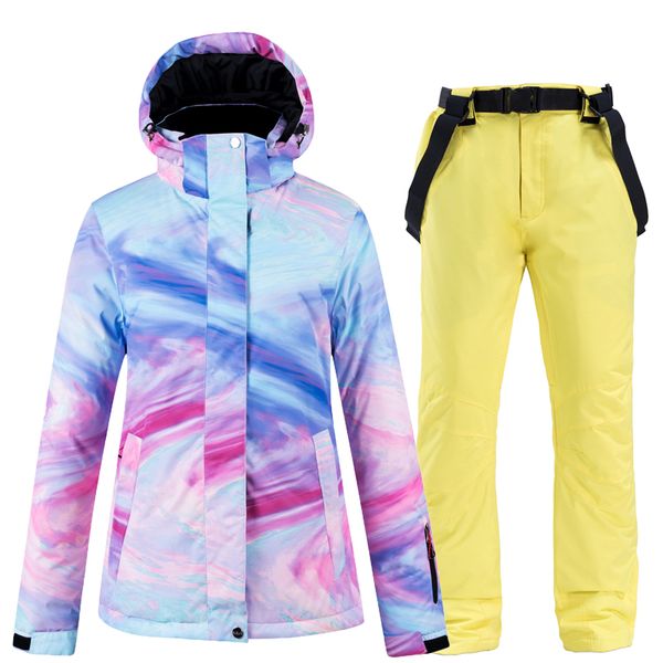 

super warm women ski suit snowboard jacket pant skiing clothing trouser windproof waterproof outdoor sport wear female winter