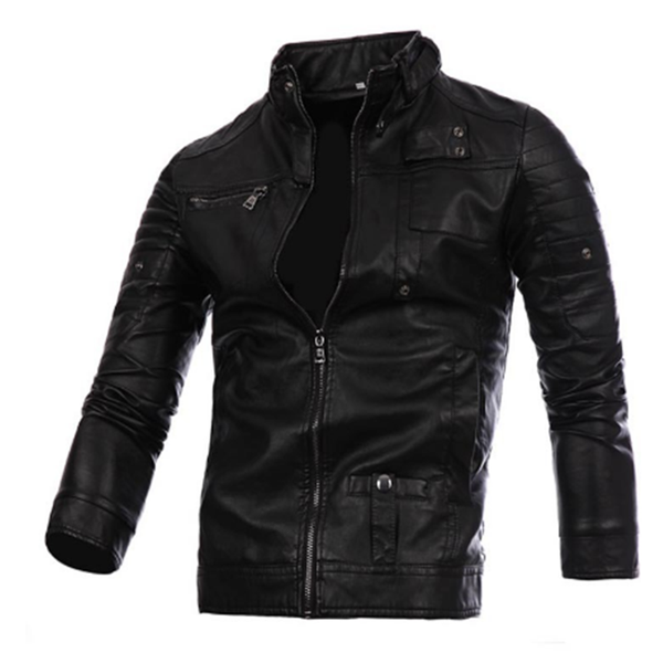 

fashion casual spring autumn new parka men's collar motorcycle leather zipper slim leather jacket coat outwear, Black;brown
