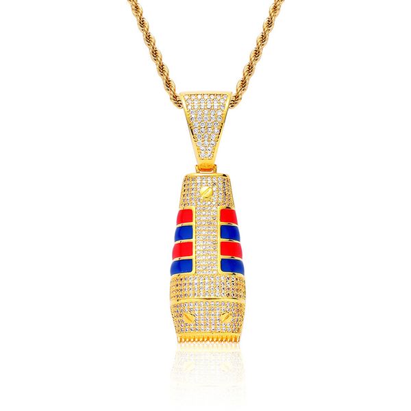 

hip hop cz stone paved bling iced out shaver razor barber pendants necklace for men rapper jewelry drop shipping, Silver