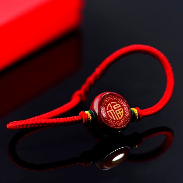 

1шт натуральный камень браслет китайский красный hand made strand браслет женщин, Golden;silver