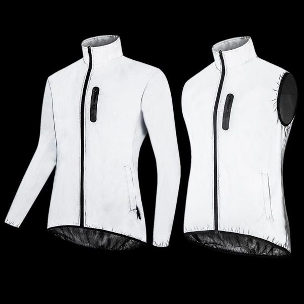 

wosawe full reflective men women's cycling jackets water rain repellent windproof mtb bike windbreaker for night riding racing, Black;red