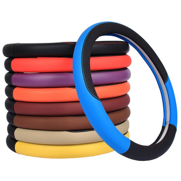

steering wheel cover anti-slip breathable pu leather cover for 15inch steering wheel car interior decoration supply nj88