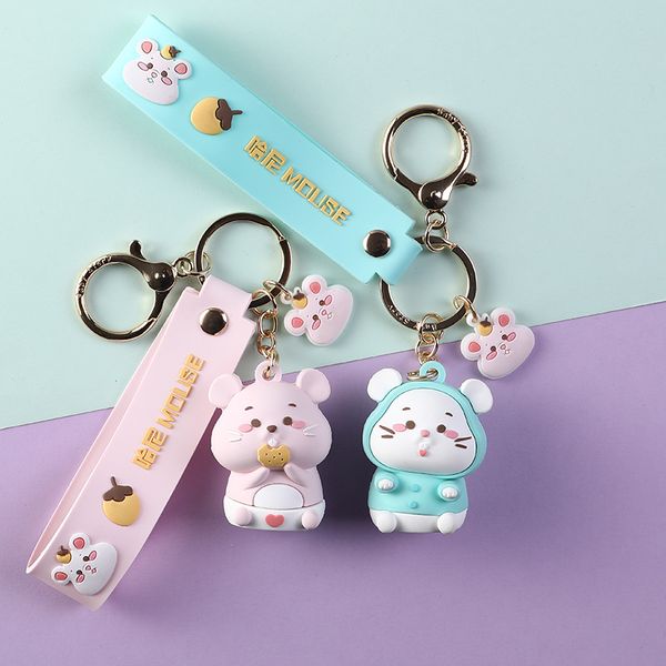 

2020 creative cute cartoon doll mouse key chain character creative lovers key chains bag pendant gift, Silver