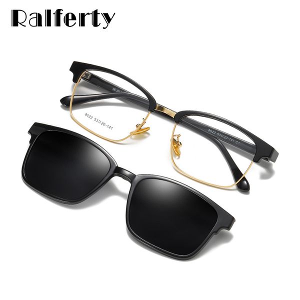 

ralferty 2 in 1 ultra-light clip on sunglasses women glasses frames magnetic sunglasses men glasses clip optic customs z8022, White;black
