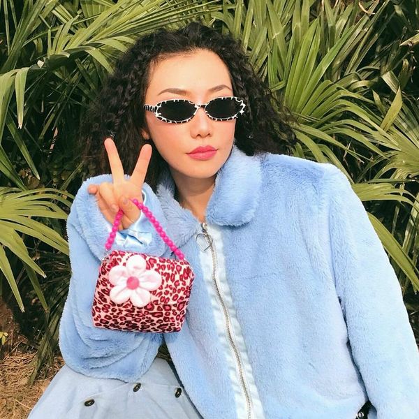 

fashion cute cool girl pink leopard flower mini handbag crossbody shoulder messenger bag childlike bag coin purse female tote