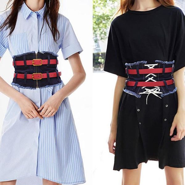 

women diamante flowers/elastic/denim buckle waist belt wide corset waistband, Black;brown