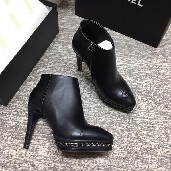 

fashion luxury women high heel boots leisure lady martin ankle boots and stage shoes genuine leather platform dress party wedding shoes, Black