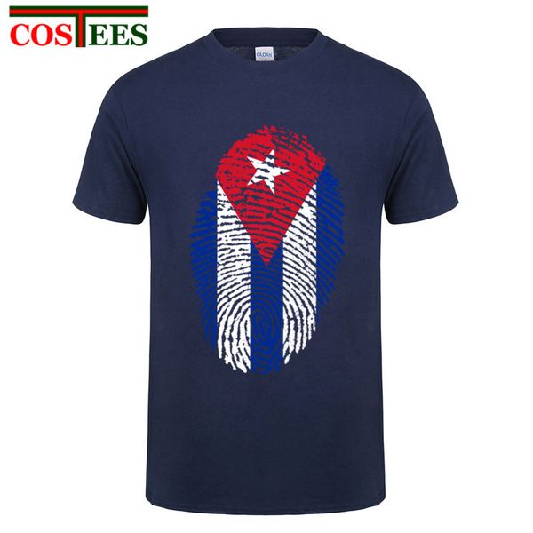 

popular short sleeve organic cotton cuba flag fingerprint men t shirt men's clothing sale vintage cuba nation flag t-shirt
