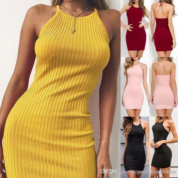 

hip женщина холтер sexy основывая платье сплошного цвета тощего slim fit платье лето осень зима, Black;gray
