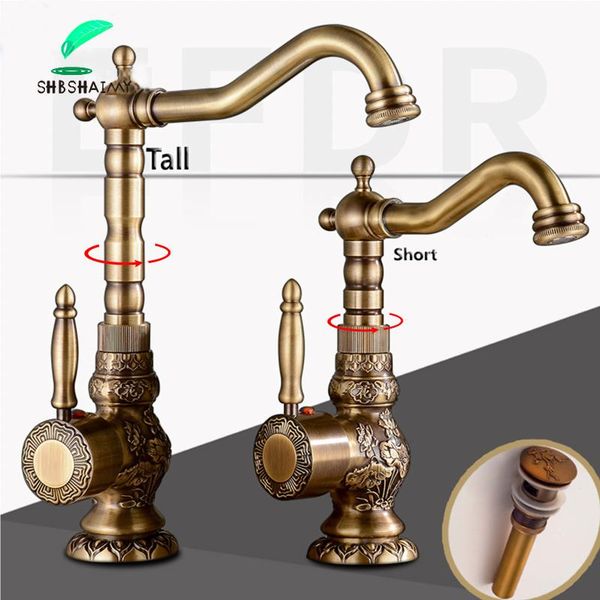 

traditional antique brass basin faucet bathroom cold mixer tap bathroom brass washbasin faucet single handle single hole