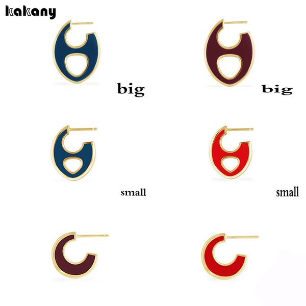 

kakany 2020 new fashion high-quality single red enamel oval charm earrings luxury romantic jewelry gift from monaco women, Golden;silver