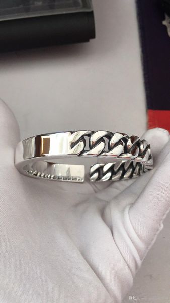 

S999 silver men's classic europe&america domineering fashion circle chain form open bracelet bangle bracelet joker adorn article