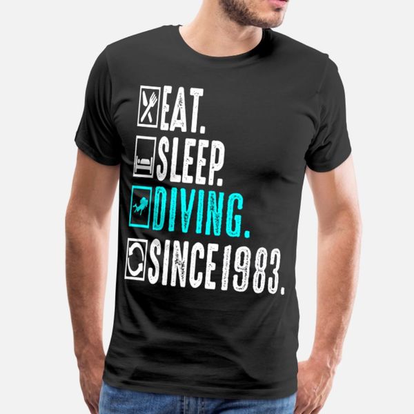 

diver eat sleep diving repeat since 1983 gift t shirt men designer 100% cotton size s-3xl standard fitness authentic summer normal shirt