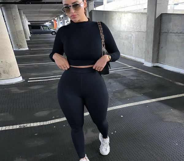 

outfits natural color womens tracksuits casual long sleeve crop capris pants women designer clothes women two piece, Gray