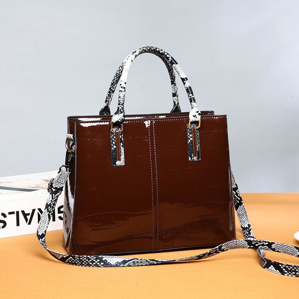 

female bag fashion stone pattern patent leather handbag 2021 new european style simple and versatile