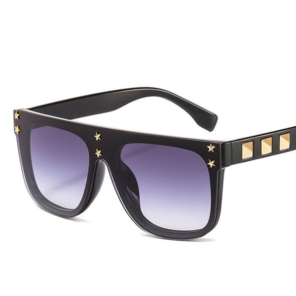 

2020 new fashion square sunglasses rivets men women gradient lens summer outdoor male female glasses uv400, White;black