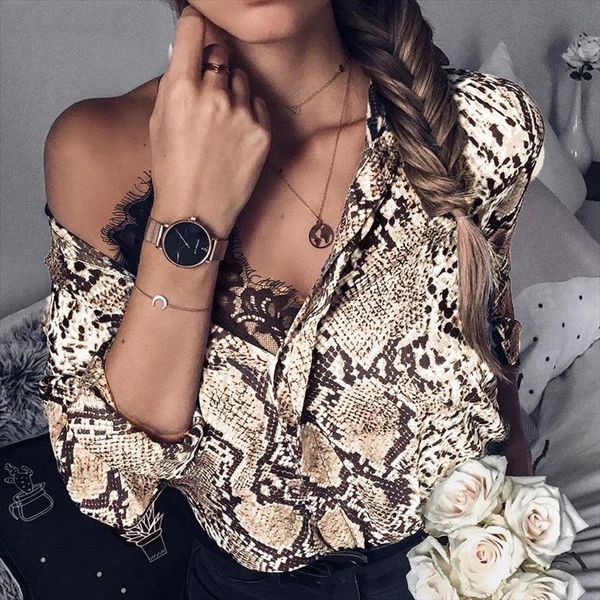 

snake silk shirt long sleeve womens and blouses office summer satin blouse ladies vintage animal print 2020 fashion, White