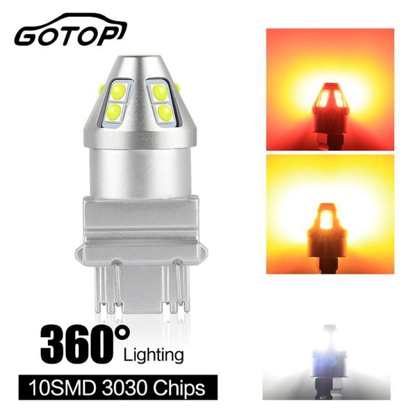 

1pcs t20 7440 7443 w21w w21/5w led light 10smd 3030 chips t25 3157 p27/5w turn signal 6000k parking lights white red amber 12v