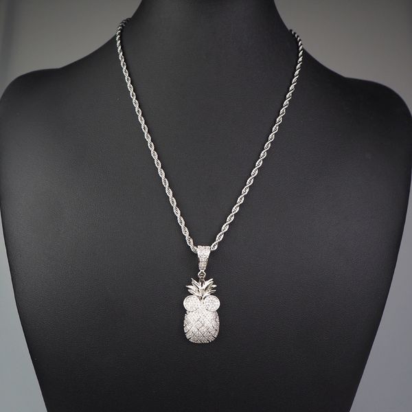 

summer new style small pineapple pendant european and american popular neutral copper zircon inlaid jewelry necklac, Silver