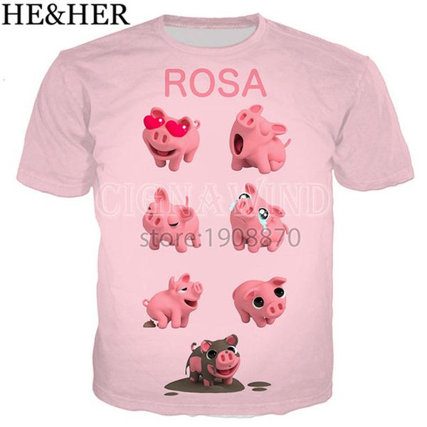 

new arrive popular rosa the pig kawaii novelty 3d print shirts hippie harajuku harajuku men clothing