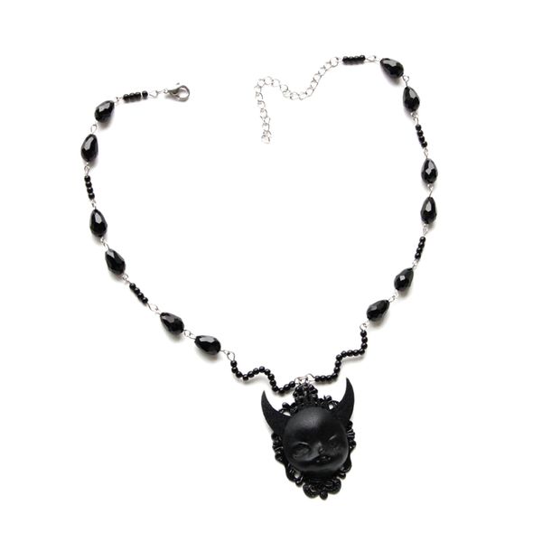 

black necklace death devil witch sweater chain hip hop item halloween party jewelry, Silver