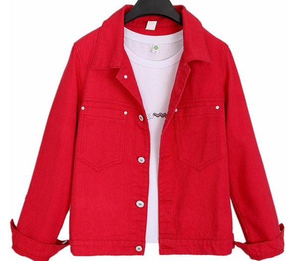 

denim jacket 2019 autumn women jacket harajuku fashion slim basic coat female vintage jean jackets casual denim jacket red black y200101, Black;brown