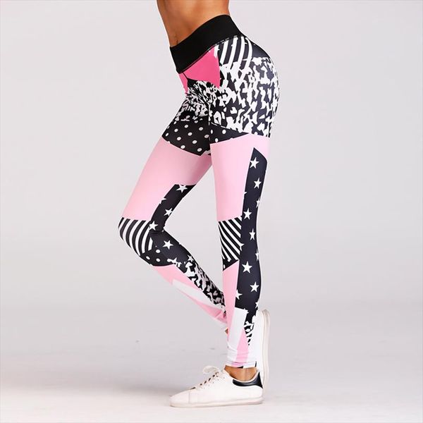 

high waist slim fitness leggings women casual polyester gray pink stitching workout legging sporting adventure time jeggings, Black