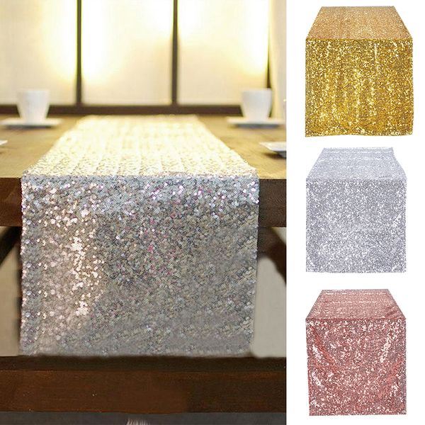 10 pz / lotto 30x275 cm 30x180 cm Oro Rosa Oro Argento Paillettes runner per la tovaglia del partito Matrimoni Decorazione Runner da tavola Y200421