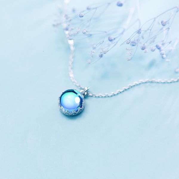 

chozon 10mm 100% real 925 sterling silver fashion jewelry blue aurora forest necklace halo crystal scale light pendant