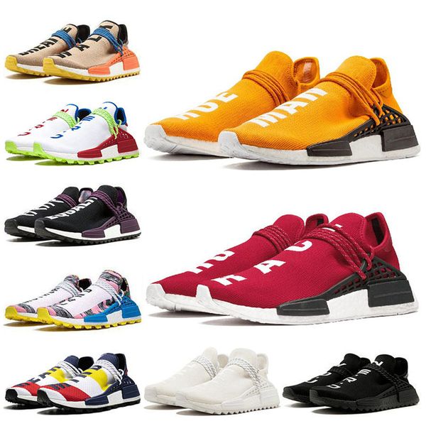 

новый стиль human race hu след кроссовки pharrell williams тройной черный белый желтый солнечный пакетов вс glow женщины мужские кроссовки т