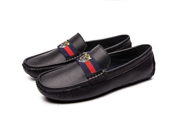 

fashion men casual shoes high sneakers male footwear new white high-flat shoes men bee and tiger leather, Black