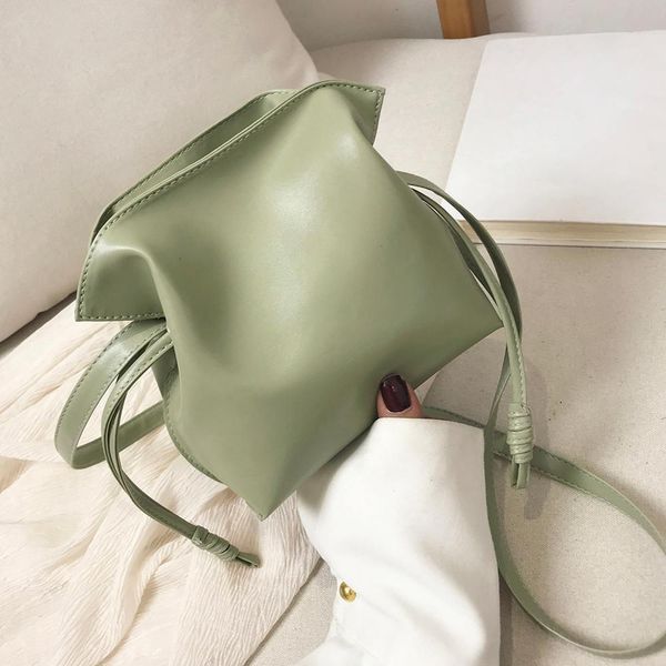 

solid color shoulder cloud handbags women pu leather drawstring crossbody bags soild color female simple bag bolsas feminina