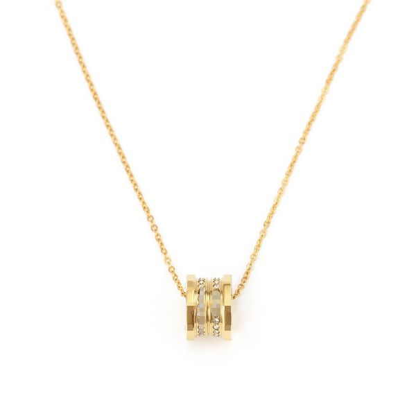 

new titanium steel rose gold necklace female clavicle chain classic jewelry octagonal pendant valentine's day gift, Silver