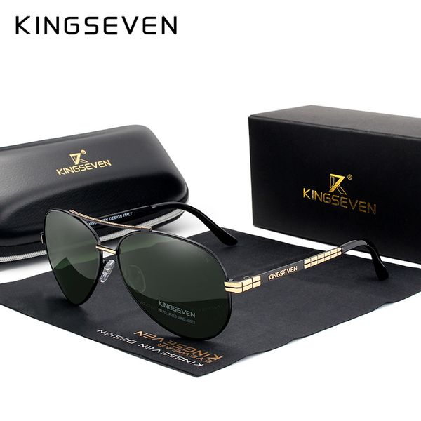 

kingseven design men's glasses pilot hd polarized sunglasses for men/women driving sun glasses with emboss logo oculos de sol t200106, White;black
