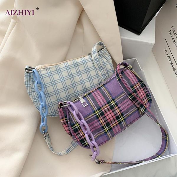 

vintage plaid женщины плеча подмышек сумка женская цепи сумки холст тотализатор