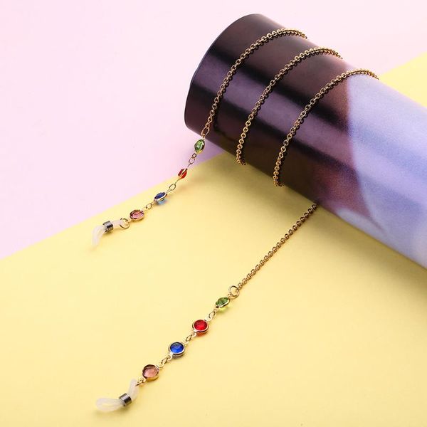 

glasses hanging chain fashion colorful rhinestone glasses non-slip chain eig88, Silver