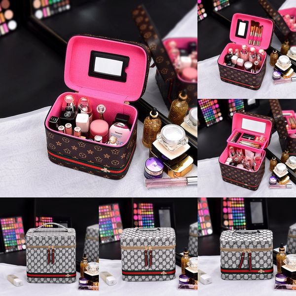 

portable leather cosmetic bag bag large capacity hard case cosmetic travel korea box storage box suitcase storage boxsmall suitcase rmmtu rm