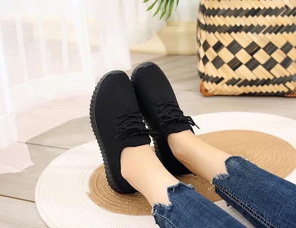 

2020 women's summer breathable pure color casual shoes xfl01, Black