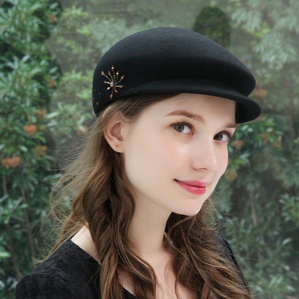 

berets h7782 women wool beret hat fall winter female warm elegant thick cap lady shopping party fashion hats, Blue;gray