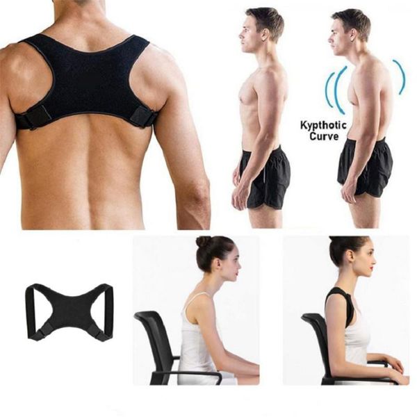 

back support spine posture corrector protection back shoulder posture correction band humpback back pain relief corrector brace, Black;blue