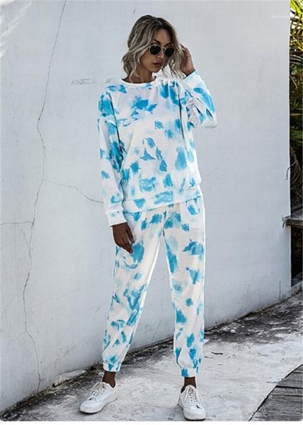 

women two piece outfits designer women tracksuits casual long sleeve tie dyed long pants fashion, Gray